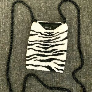 Beaded Zebra print crossbody mini bag. Furla